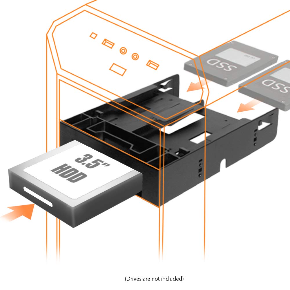 ICY DOCK Dual 2.5 SSD and 1x3.5 HDD Converter Kit for 5.25 Drive Bay FLEX-FIT Trio MB343SP - View 2 of 8