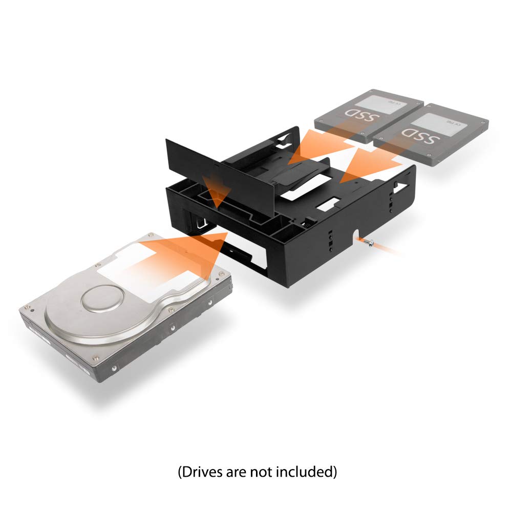ICY DOCK Dual 2.5 SSD and 1x3.5 HDD Converter Kit for 5.25 Drive Bay FLEX-FIT Trio MB343SP - View 3 of 8