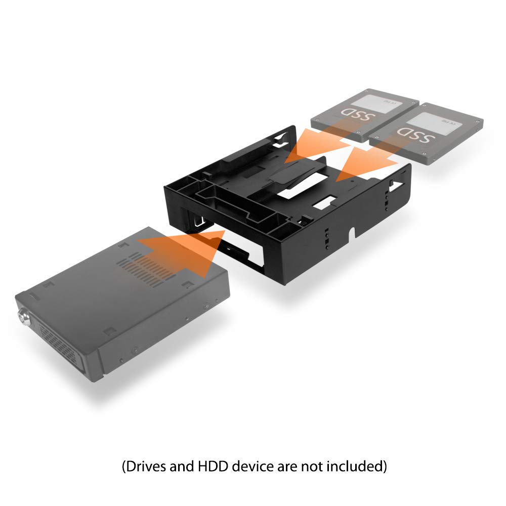 ICY DOCK Dual 2.5 SSD and 1x3.5 HDD Converter Kit for 5.25 Drive Bay FLEX-FIT Trio MB343SP - View 4 of 8