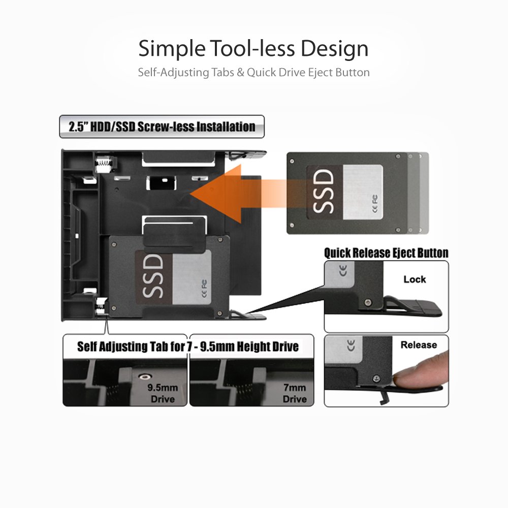 ICY DOCK Dual 2.5 SSD and 1x3.5 HDD Converter Kit for 5.25 Drive Bay FLEX-FIT Trio MB343SP - View 6 of 8