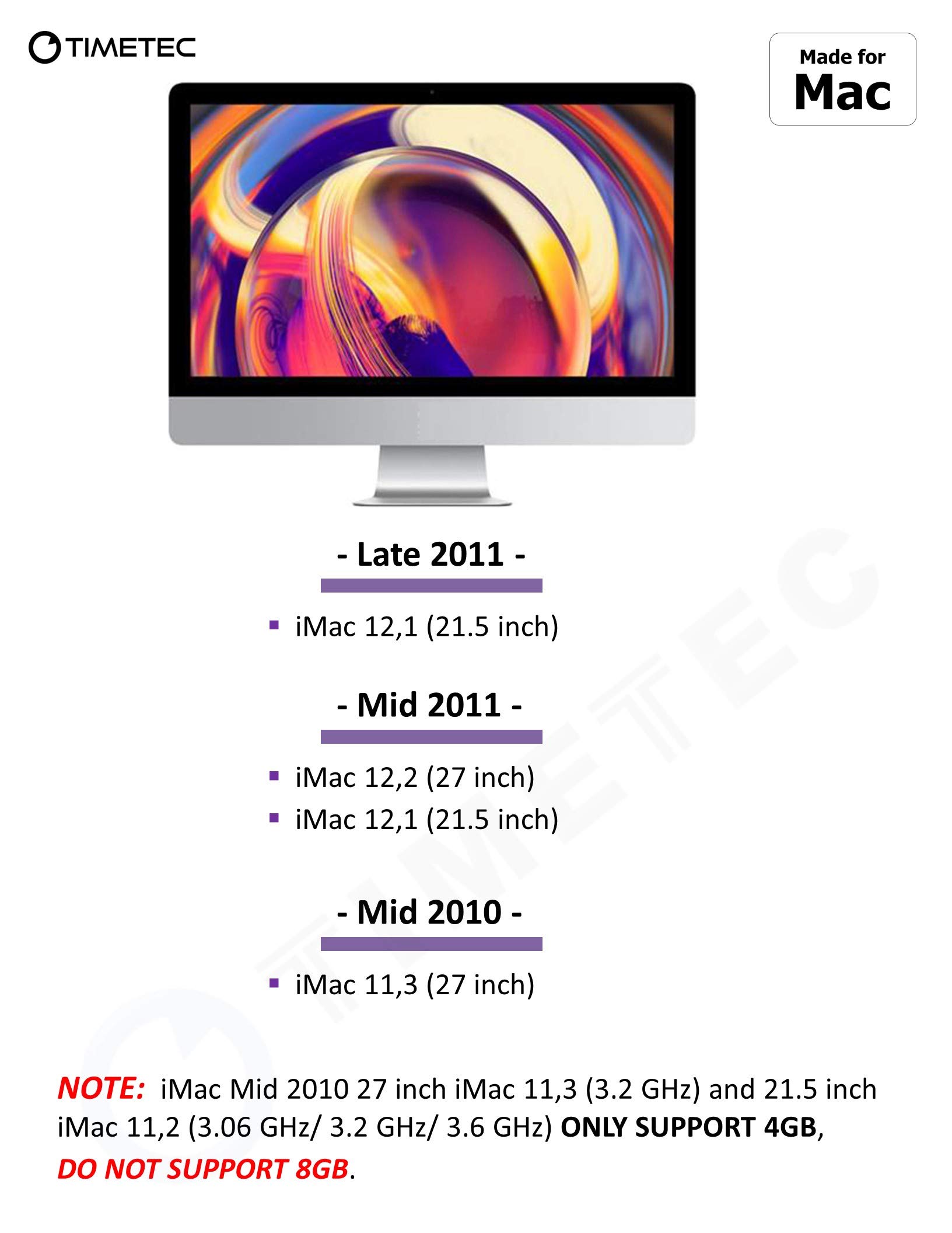 Timetec Team 4GB DDR3 1333MHz Non ECC SODIMM Memory Upgrade for Apple iMac Mac mini MacBook Pro 204-pin Laptop Notebook - View 5 of 9