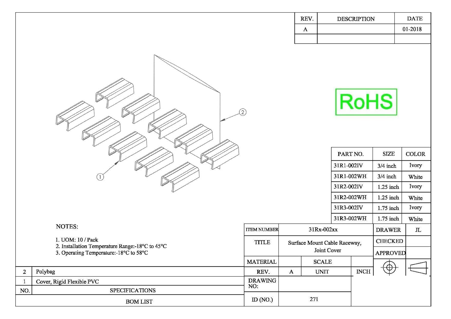 CableWholesale Cord Cover Cable Raceway Joint Cover 3/4 inch On Wall Cord Concealer White Cable Organizer Wire Hider and Protector by Cablewholesale - View 5 of 5
