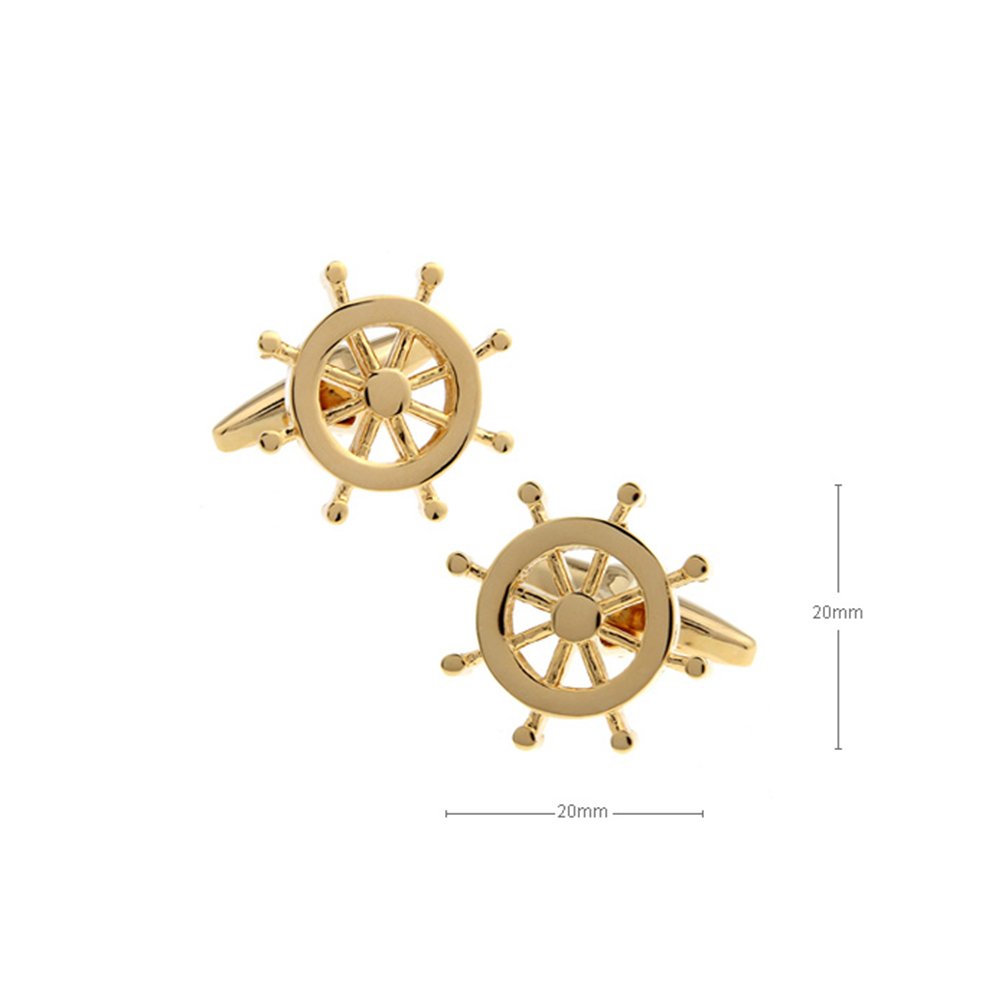 Vcufflinks Gold Rudder Cufflinks for Sailors | Anchor & Sea-Themed Fishing Accessories - View 2 of 4