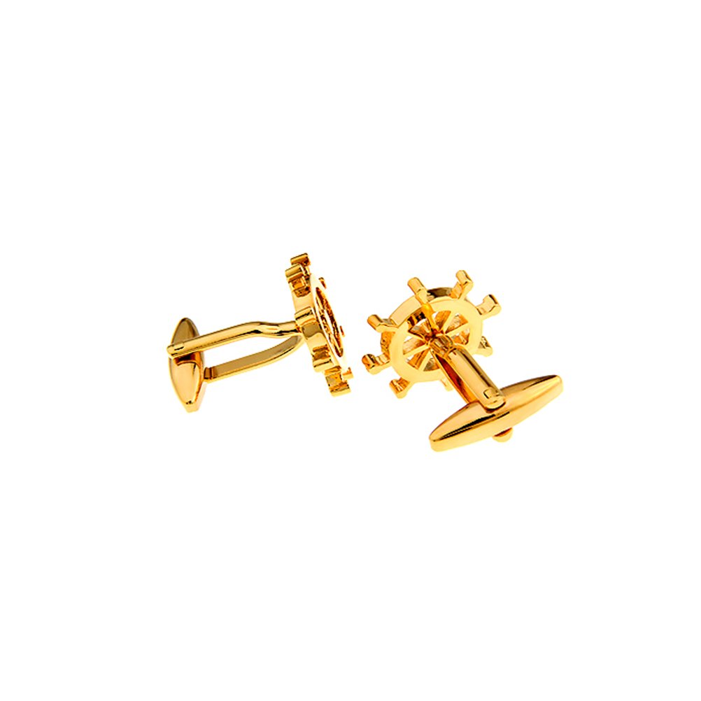 Vcufflinks Gold Rudder Cufflinks for Sailors | Anchor & Sea-Themed Fishing Accessories - View 3 of 4
