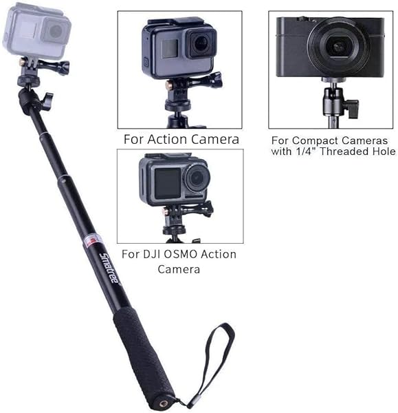Smatree Best Smatree Extendable Aluminum Selfie Stick for GoPro, Insta360, DJI Action Cameras - Compatible with All Models - View 3 of 7