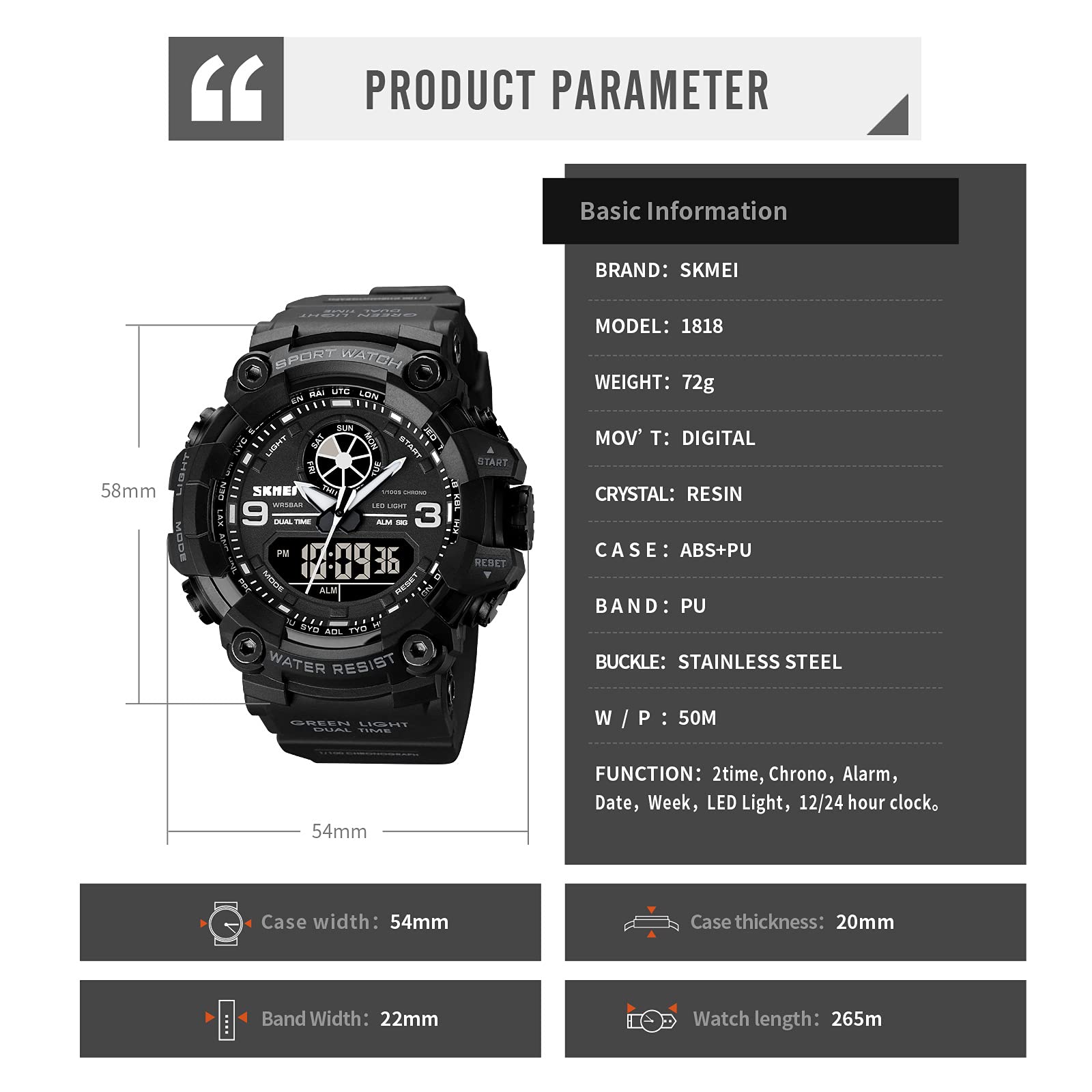 Fanmis Men's Military Waterproof Quartz Sport Watch with Analog Display and LED Multifunctional Features - View 6 of 6