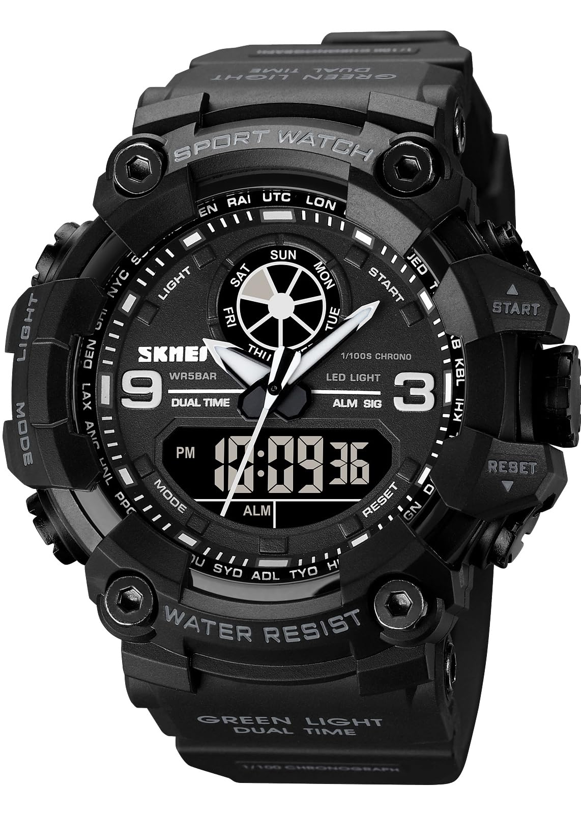 Fanmis Men's Military Waterproof Quartz Sport Watch with Analog Display and LED Multifunctional Features