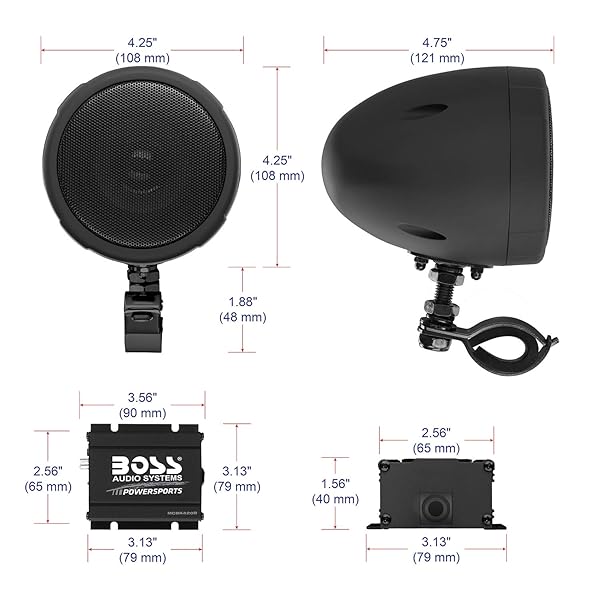 BOSS Audio Systems Boss MCBK420B Bluetooth Speaker System: Compact, Weatherproof Sound for ATVs & Motorcycles - View 5 of 6