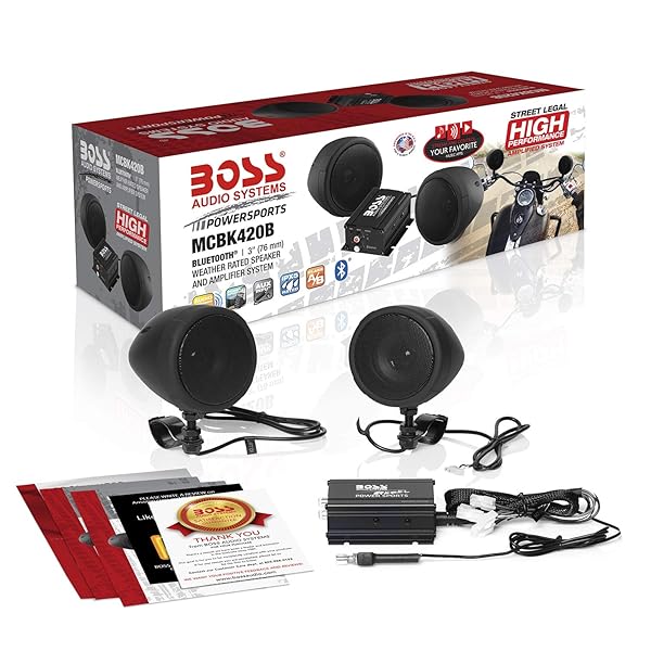 BOSS Audio Systems Boss MCBK420B Bluetooth Speaker System: Compact, Weatherproof Sound for ATVs & Motorcycles - View 6 of 6
