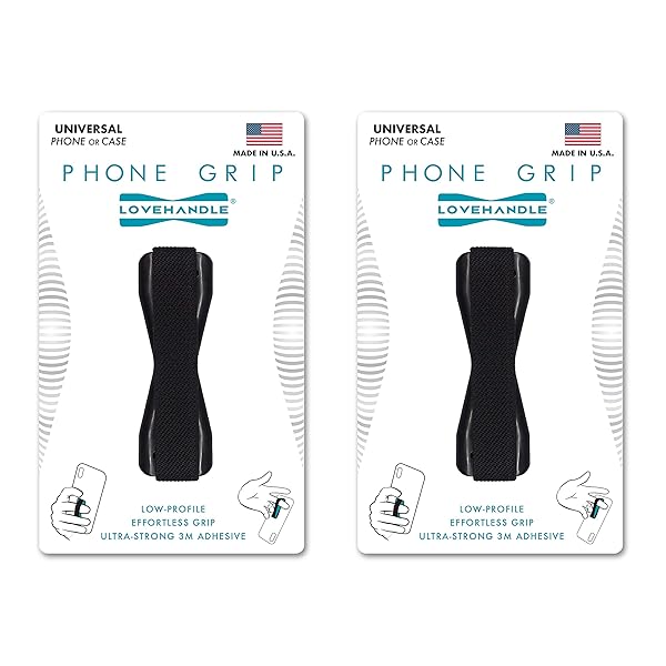 LOVEHANDLE LoveHandle Universal Grip for Smartphones & Tablets - Black Elastic Strap, 2-Pack (LH-01-2PackBlack) - Secure & Convenient!