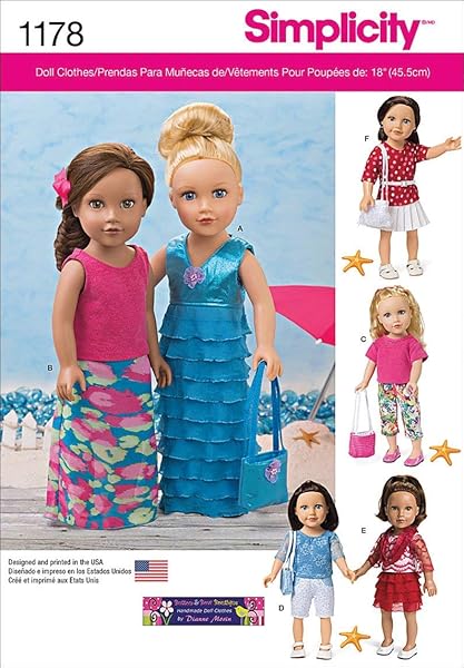 Simplicity Simplicity US1178OS 18 Inch Doll Clothes Sewing Pattern Kit One Size for Easy DIY Fashion Projects