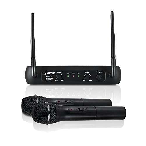 Pyle Buy Pyle VHF Dual Frequency Wireless Microphone System - 2 Handheld Mics for PA, Karaoke & DJ Parties (PDWM2135) - View 2 of 5