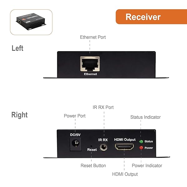 J-Tech Digital J-Tech Digital HDMI Extender Over Cat5e/6/7 - 1080p Up to 400ft with IR Extension | TX + RX - View 3 of 9
