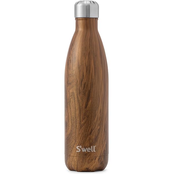 S'well Swell Stainless Steel Water Bottle 25oz Teakwood Triple Layer Vacuum Insulated Keeps Drinks Cold for 48 Hours Hot for 24 BPA Free On the Go