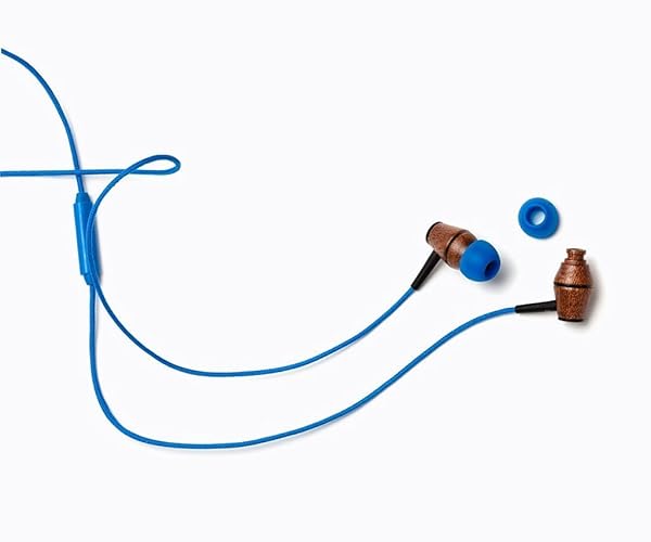 Symphonized Symphonized XTC Premium Wood Noise-Isolating In-Ear Headphones with Microphone Blue Nylon Cord - View 3 of 5