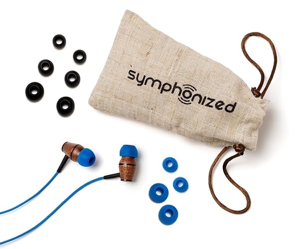 Symphonized Symphonized XTC Premium Wood Noise-Isolating In-Ear Headphones with Microphone Blue Nylon Cord - View 5 of 5