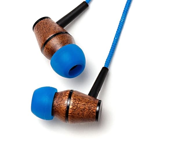 Symphonized Symphonized XTC Premium Wood Noise-Isolating In-Ear Headphones with Microphone Blue Nylon Cord