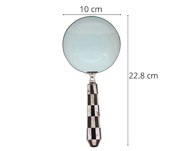 ROORKEE INSTRUMENTS (INDIA) A NAUTICAL REPRODUCTION HOUSE RII Magnifying Glass with Mother of Pearl Handle 10x Lens Antique Handheld Magnifier for Reading Inspection Coins Stamps and Collectibles - View 7 of 7