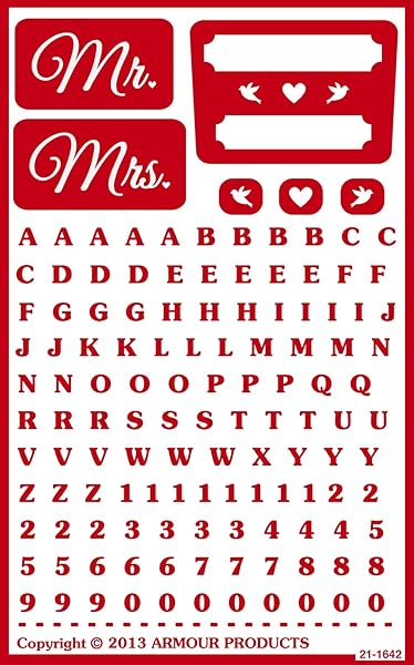 Armour Etch Armour 21-1645 Over N Over Glass Etching Stencil - 5x8 Inch Mr. & Mrs. Design for DIY Crafts