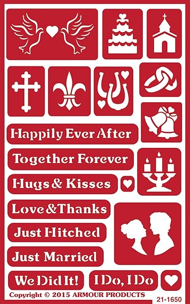 Armour Etch Armour 21-1650 Over N Over Glass Etching Stencil - 5x8 Inch Happily Ever After Design