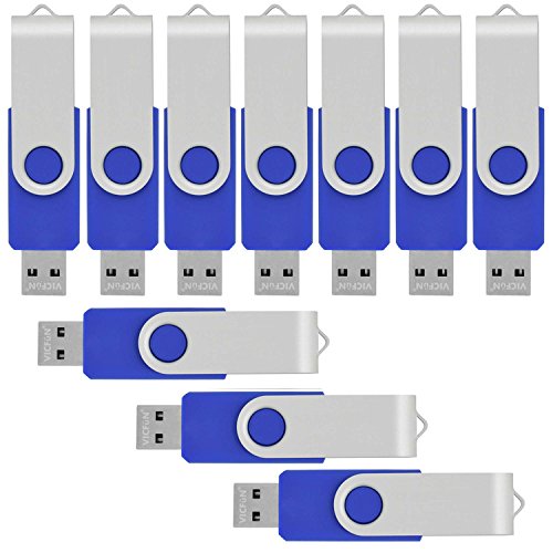 VICFUN 10 Pack 4GB USB Flash Drives USB 2.0 Foldable Memory Sticks in Blue for Easy Storage and Transfer