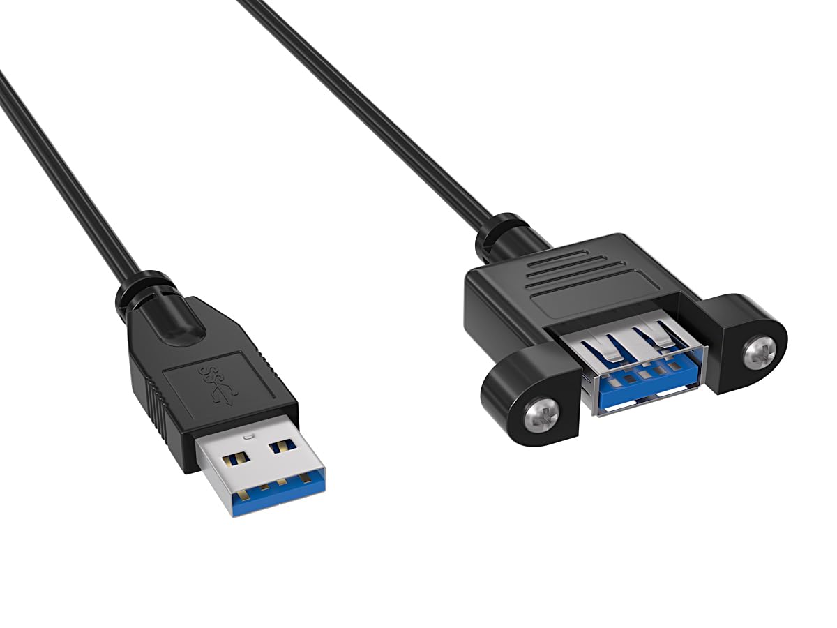 Cable Leader Cable Leader 1ft USB 3.0 Panel Mount Type A Male to Female Cable for Easy Connectivity