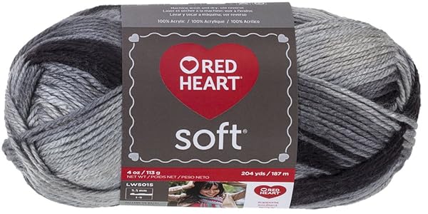 Red Heart Soft Yarn in Greyscale (E728.9931) - Perfect for Cozy Knitting & Crochet Projects