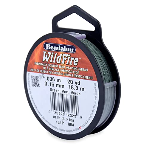 Beadalon Beadalon Wildfire Green Thread - 0.006 in, 10 lb Break Strength, 20 yd for Jewelry Making