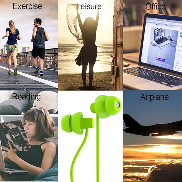 MAXROCK MAXROCK Total Soft Silicon Headphones with Mic for Sleep and Travel Compatible with Cellphones Tablets and 3.5mm Jack Green - View 6 of 6