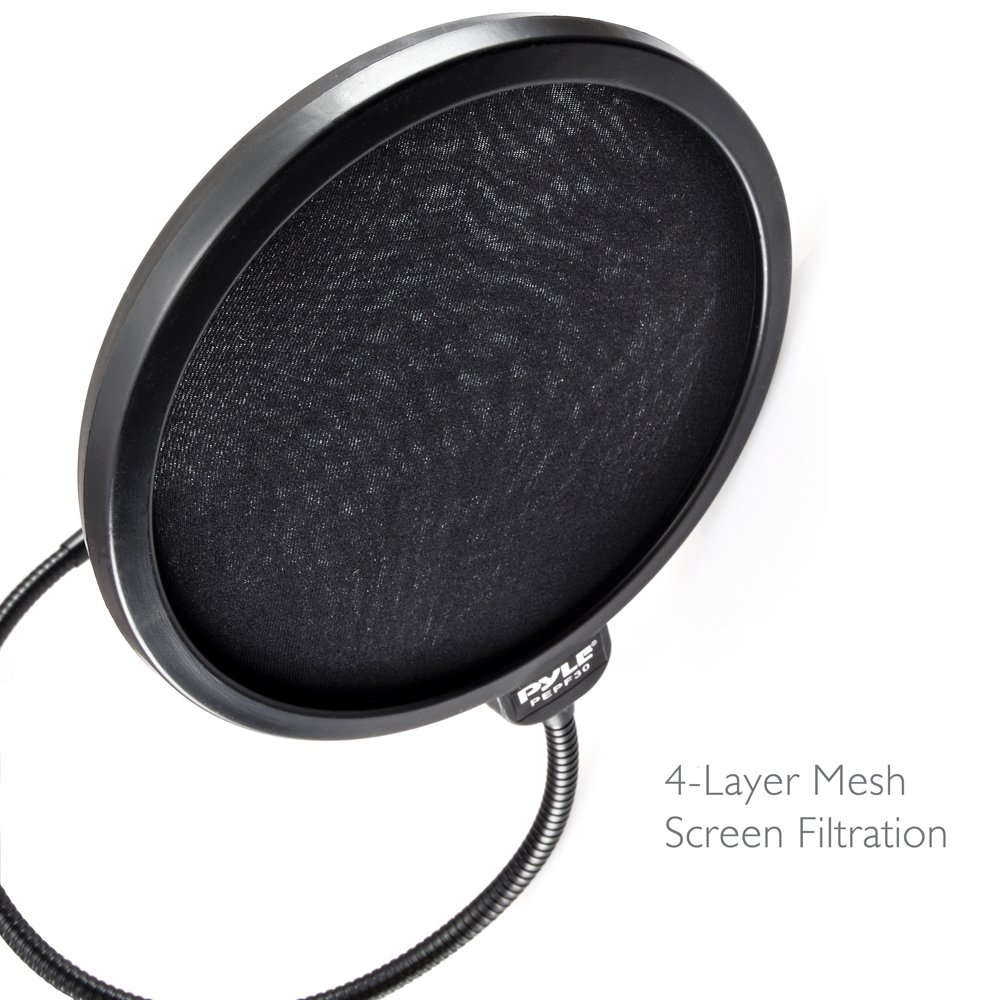 Pyle Pyle Professional Microphone Filter Screen 4 Layer Mesh Pop Blocker with Flexible Gooseneck and Universal Clamp Style Knob - View 2 of 5