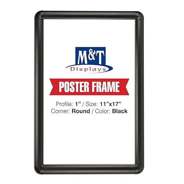 M&T Displays MT Displays Snap Frame 11x17 Black Round Corner Easy Use Front Loading Display Solution