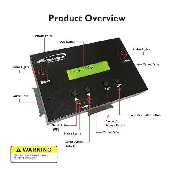 Vinpower Digital Vinpower Digital SATA Hard Disk Drive and Solid State Drive Clone Duplicator with DOD Level Eraser for 2.5 and 3.5 Inch Drives - View 4 of 10