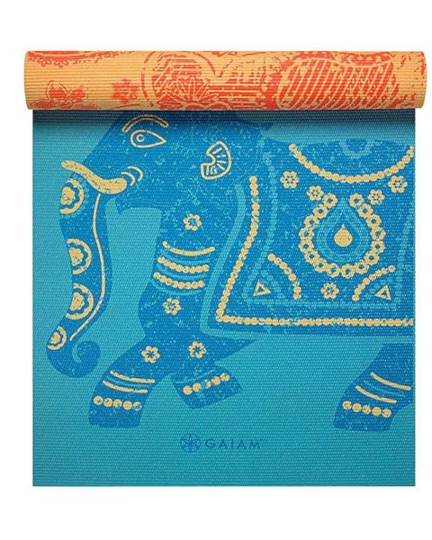 Gaiam Premium Gaiam Yoga Mat: Extra Thick, Non-Slip, Reversible for Yoga, Pilates & Workouts - Elephant Design, 6mm