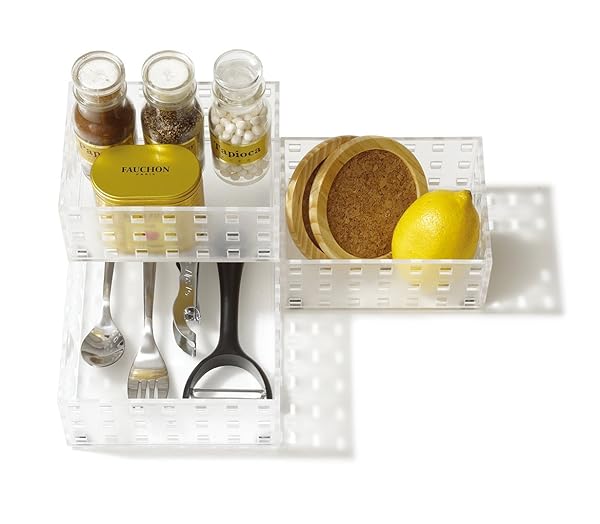 Like-It Like-it Bricks Set 90012 Stackable Storage Bins for Kitchen Office Makeup Bedroom 2 Small 1 Medium Tr White - View 4 of 4