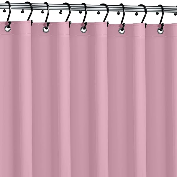 Italian Collection Premium Pink Shower Curtain Liner 72W X 72H PVC-Free 6G PEVA with Rust Proof Grommets and Magnet-weighted Bottom Hem Moisture Stain Proof