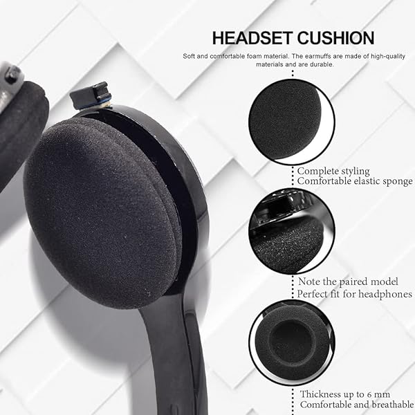 Blacell Replacement Foam Ear Pads 10 Pairs 60mm for Logitech H600 H330 H340 Sony MDR-G45LP Jensen JHH110 FreeTalk 5091 Aiwa HP-CN5 Labtec Axis 502 Black - View 4 of 8