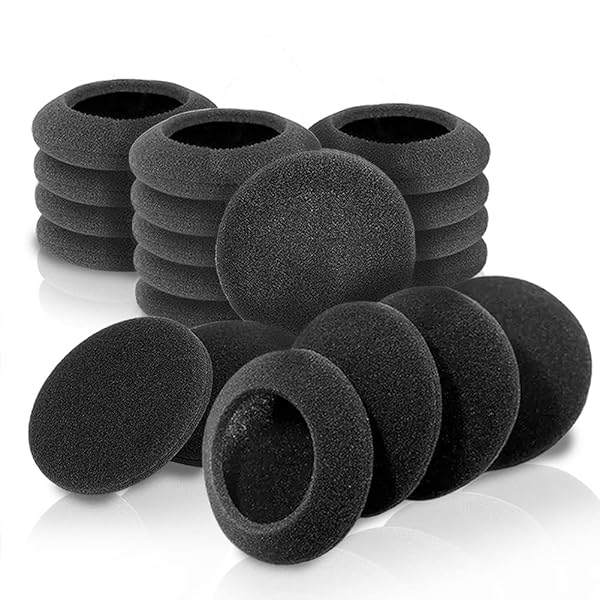 Blacell Replacement Foam Ear Pads 10 Pairs 60mm for Logitech H600 H330 H340 Sony MDR-G45LP Jensen JHH110 FreeTalk 5091 Aiwa HP-CN5 Labtec Axis 502 Black