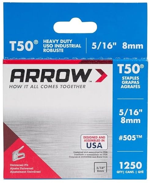Arrow Fastener Arrow Fastener 505 T50 Heavy Duty Staples 6 Pack - 1,250 Durable 5/16in Staples for All Your Projects