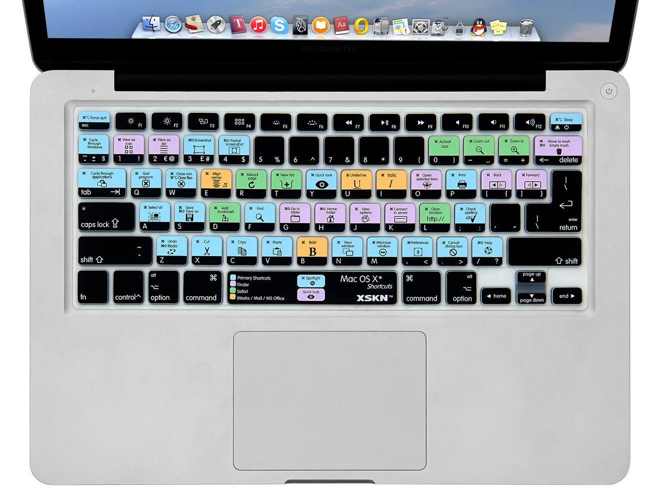 XSKN macOS Shortcuts Keyboard Skin Cover for 2015 and Earlier MacBook Air Pro 13 15 17 Inch Model A1278 A1286 A1297 A1369 A1398 A1425 A1466 A1502 A1314 - View 2 of 9