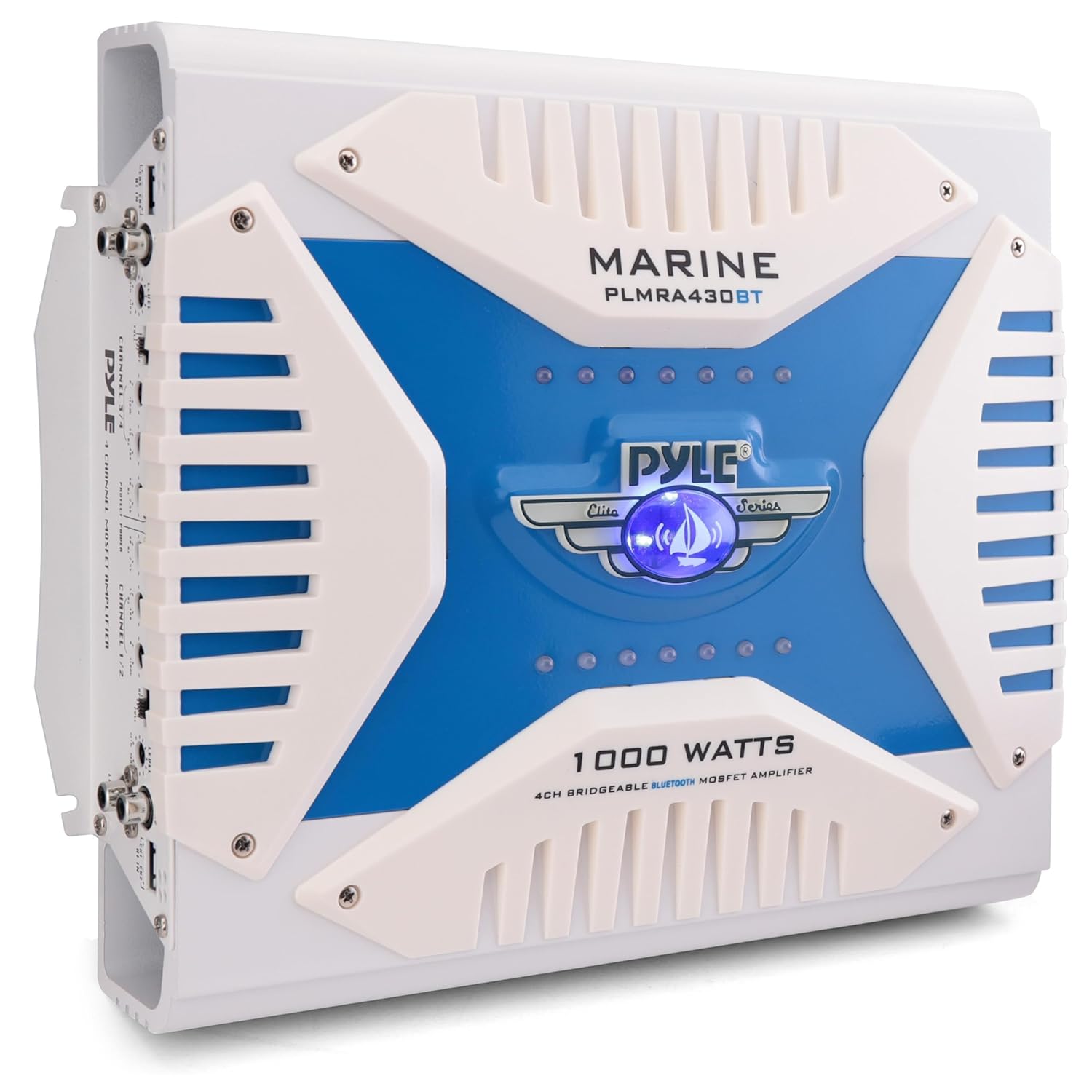 Pyle Pyle 21 Bluetooth Marine Amplifier Receiver Waterproof 4 Channel Audio Amp 1000 Watt Power Dual MOSFET GAIN Level LED Indicator PLMRA430BT