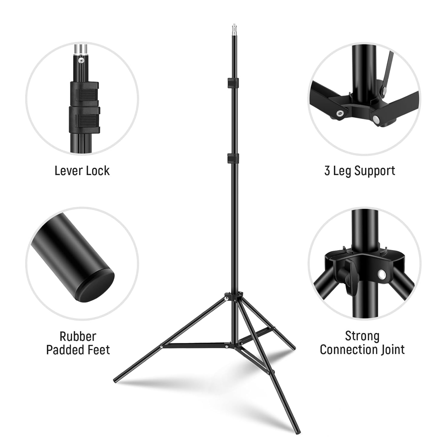 NEEWER NEEWER 7 Feet Aluminum Alloy Photography Light Stand Tripod for Video Portrait Lighting Reflectors Soft Boxes Umbrellas Backgrounds 2 Pieces - View 7 of 7