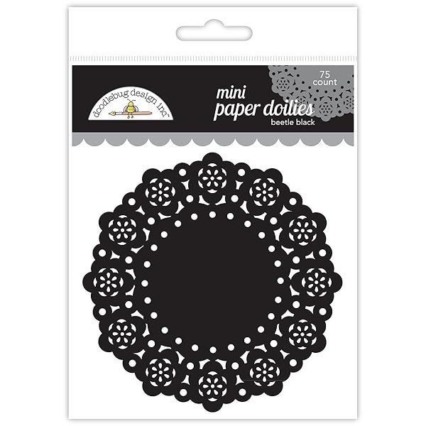 Doodlebug Mini Doilies 75 Pack Beetle Black Large Perfect for Crafts and Decorations