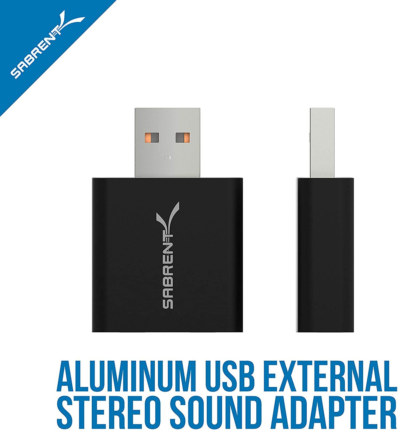 SABRENT SABRENT Aluminum USB External Stereo Sound Adapter for Windows and Mac Plug and Play No Drivers Needed Black AU-EMCB - View 2 of 8
