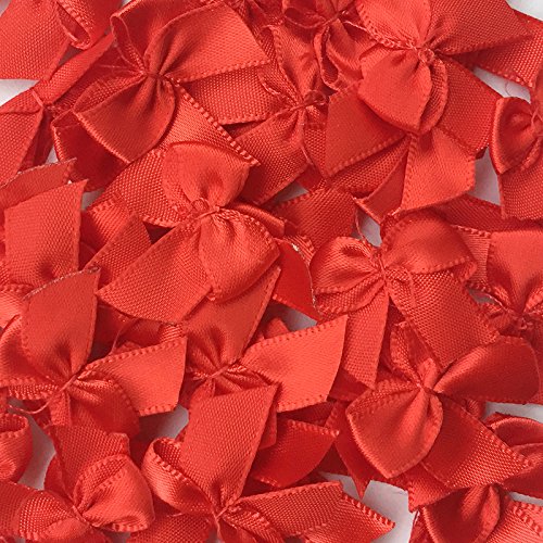 Chenkou Craft Chenkou Craft 60pcs Mini Red Satin Ribbon Bows for DIY Christmas Decorations