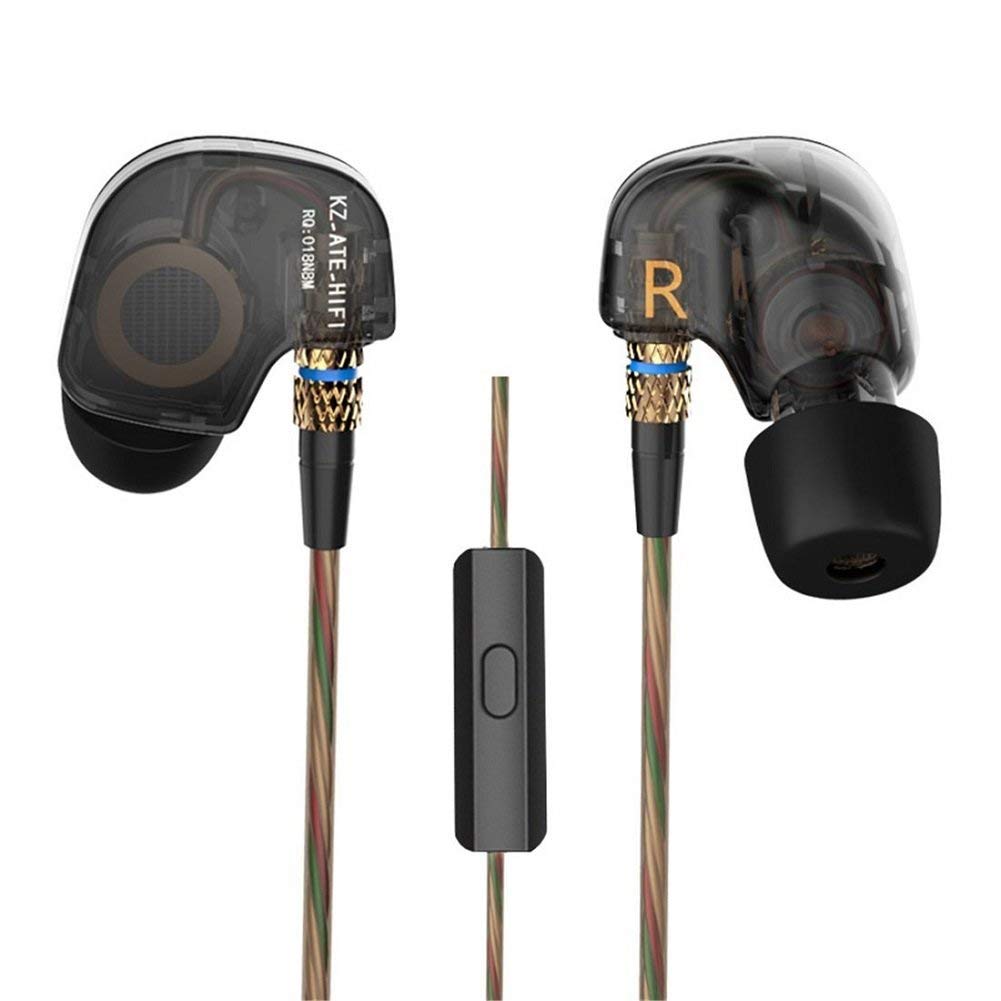 KZ Kz ATE Copper Driver Ear Hook HiFi In Ear Earphones for Running with Foam Eartips and Microphone