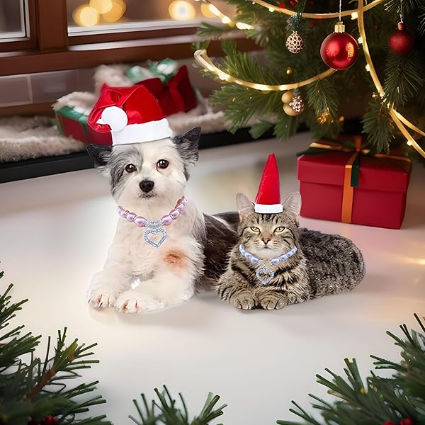 PETFAVORITES PETFAVORITES Engraved Crystal Heart Dog Necklace with Bling Pearls and Rhinestones for Small Dogs and Cats in Pink 8 to 10 Inch - View 6 of 6