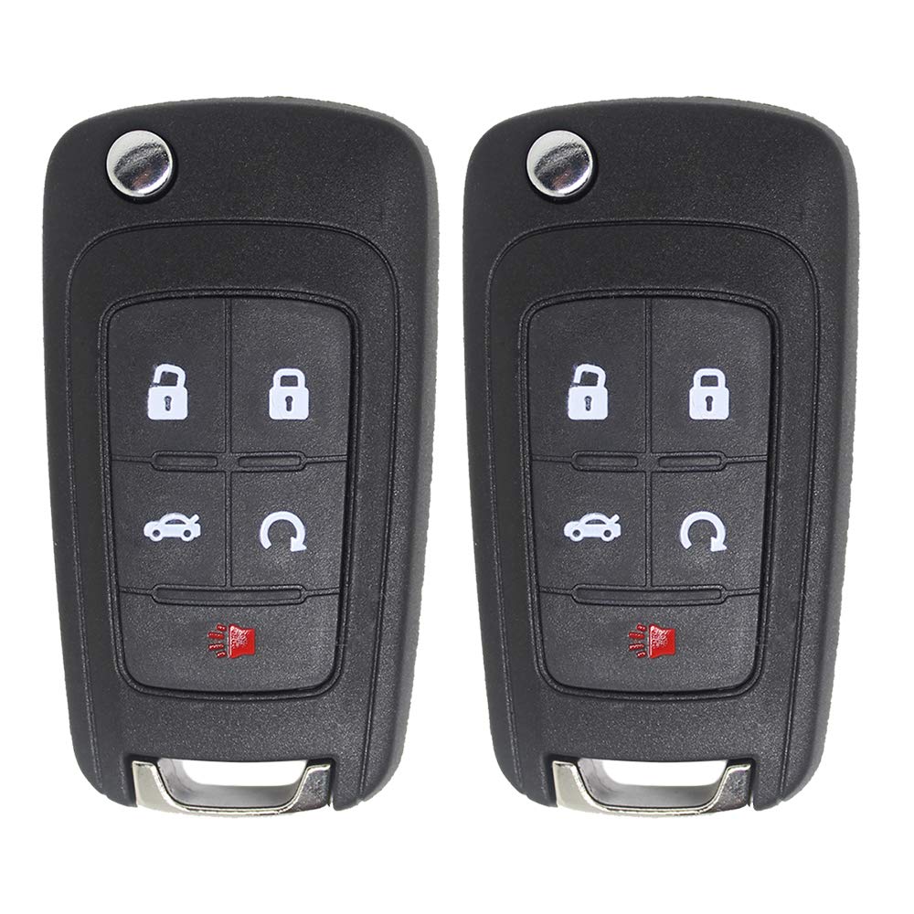 Keyless2Go Keyless Remote 5 Button Flip Car Key Fob for FCC OHT01060512 Vehicles 2 Pack