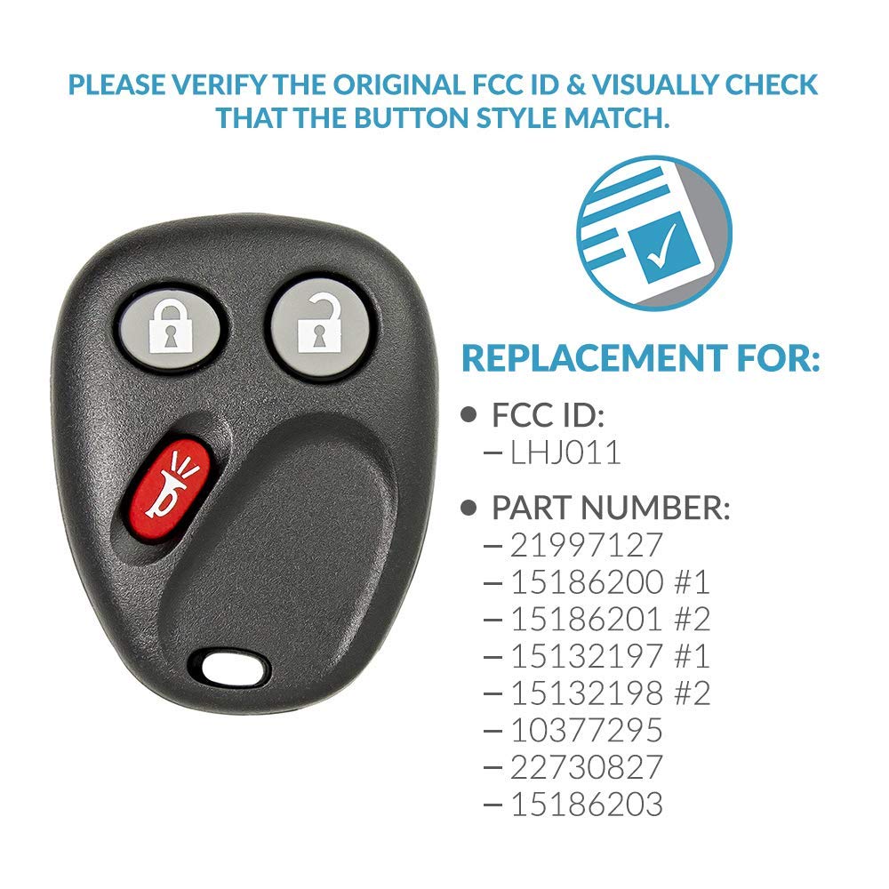 Keyless Entry 3 Button Remote Car Key Fobs for Select GM with Free DIY Programming Guide - View 4 of 6