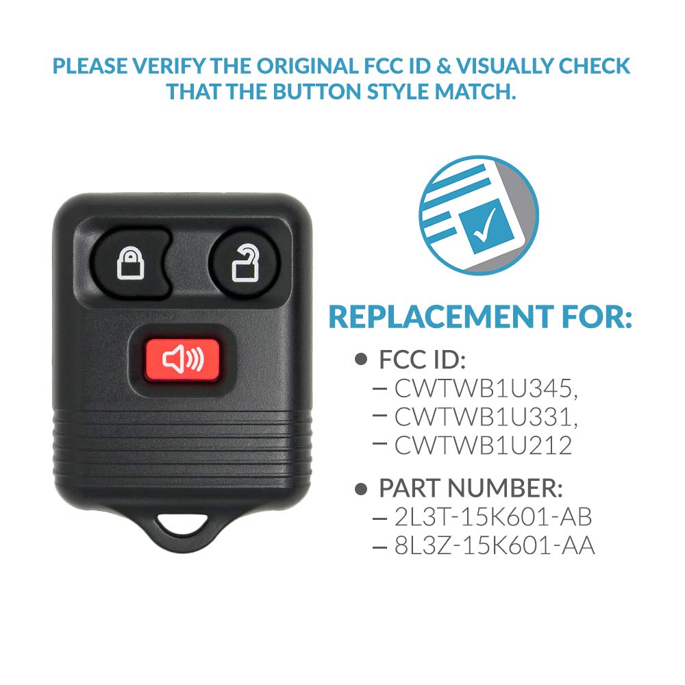 Keyless2Go Replacement Keyless Entry Car Key Fob 3 Button CWTWB1U331 Self-Programming 2 Pack for Easy Vehicle Access - View 4 of 6