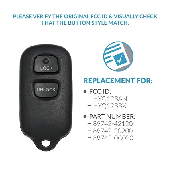 Keyless2Go Keyless2Go Keyless Entry Remote Car Key Fob 3 Button Pack for FCC HYQ12BBX HYQ12BAN 2 Pack - View 5 of 8